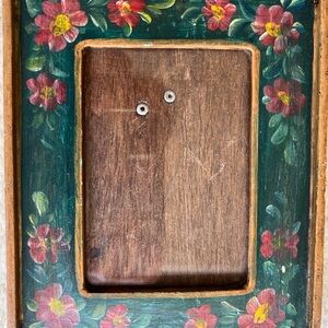 Vintage hand painted wood frame from Peru